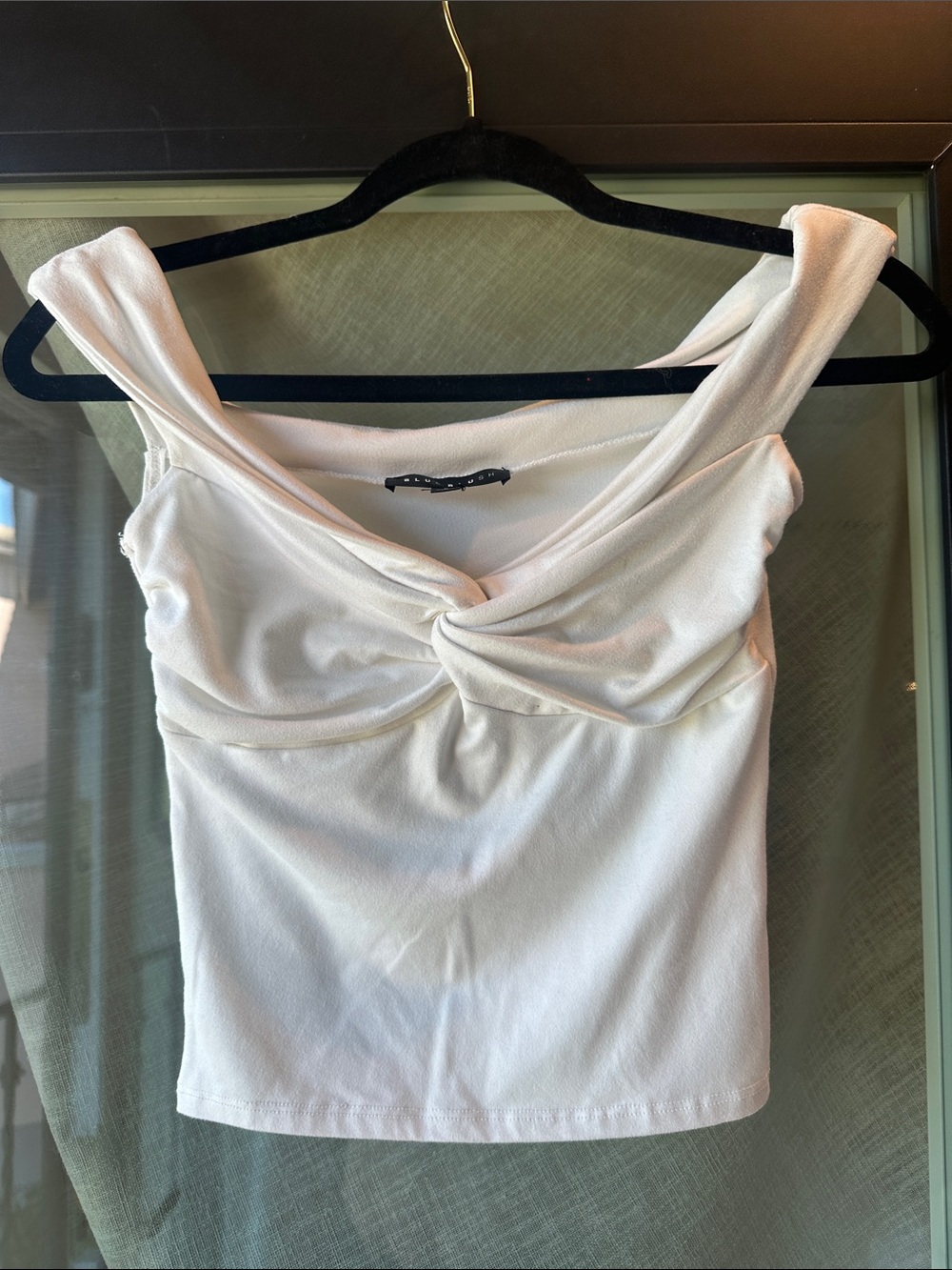 Blue Blush White Twist Front Crop Top